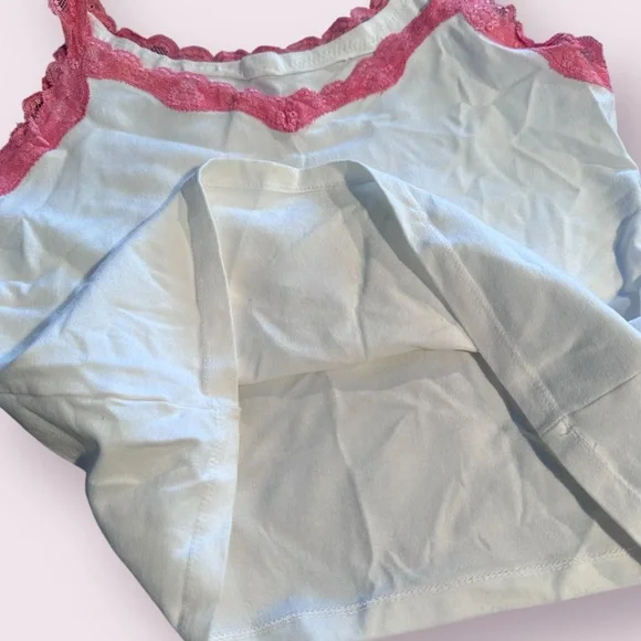 Set Of Two Women's Unbranded White And Pink Lace Trim Camisoles - Picture 5 of 12